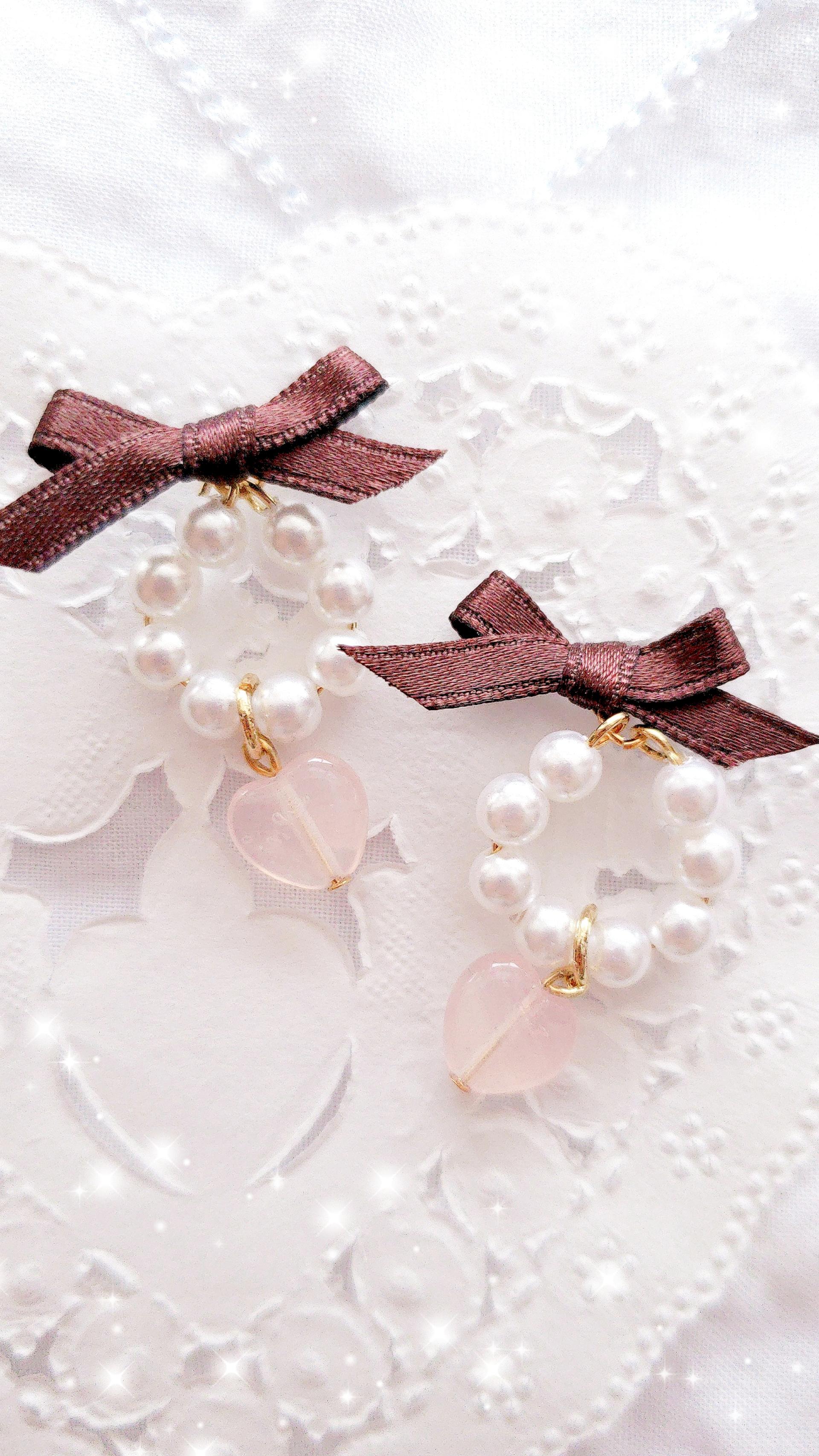 【アクセサリーパーツDIY】リボン×サークルパール