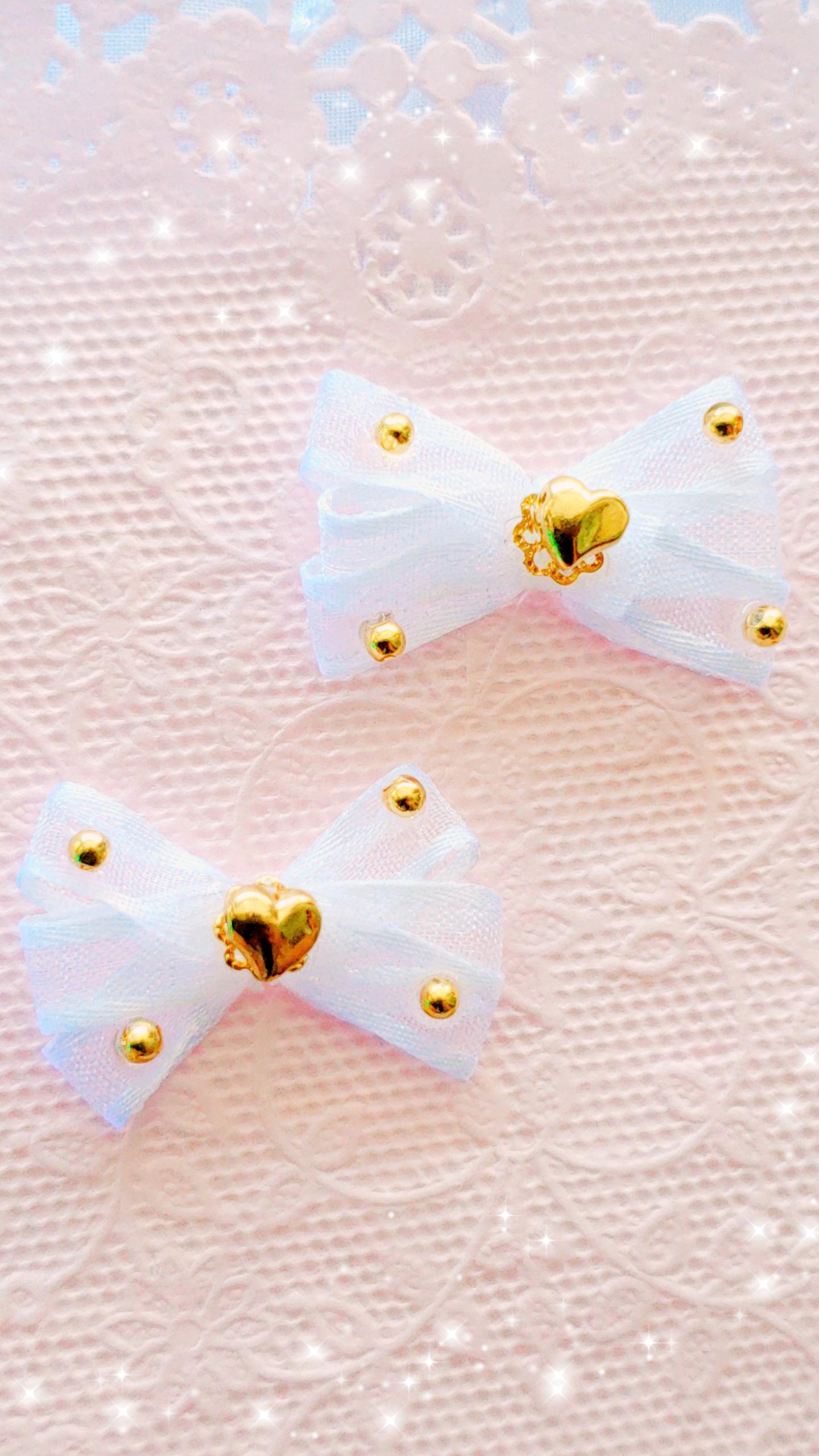 【アクセサリーパーツDIY】オーガンジーリボン×ゴールドパーツ