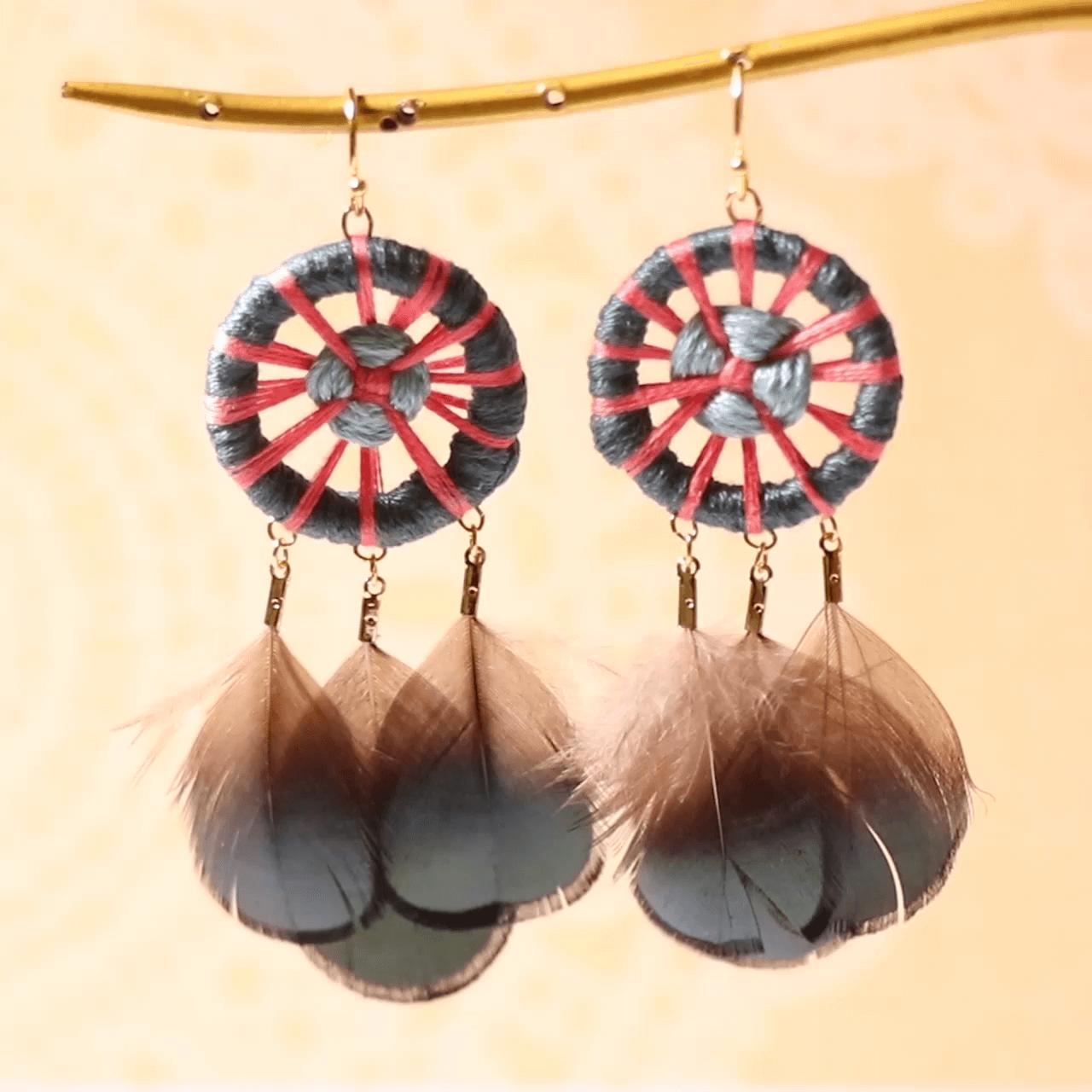 秋を感じる 「ドリームキャッチャー風ピアス」