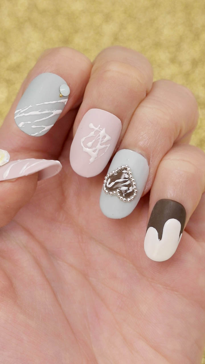 ホワイトデーの気持ちを指先で演出♡ぷっくりハートチョコネイル