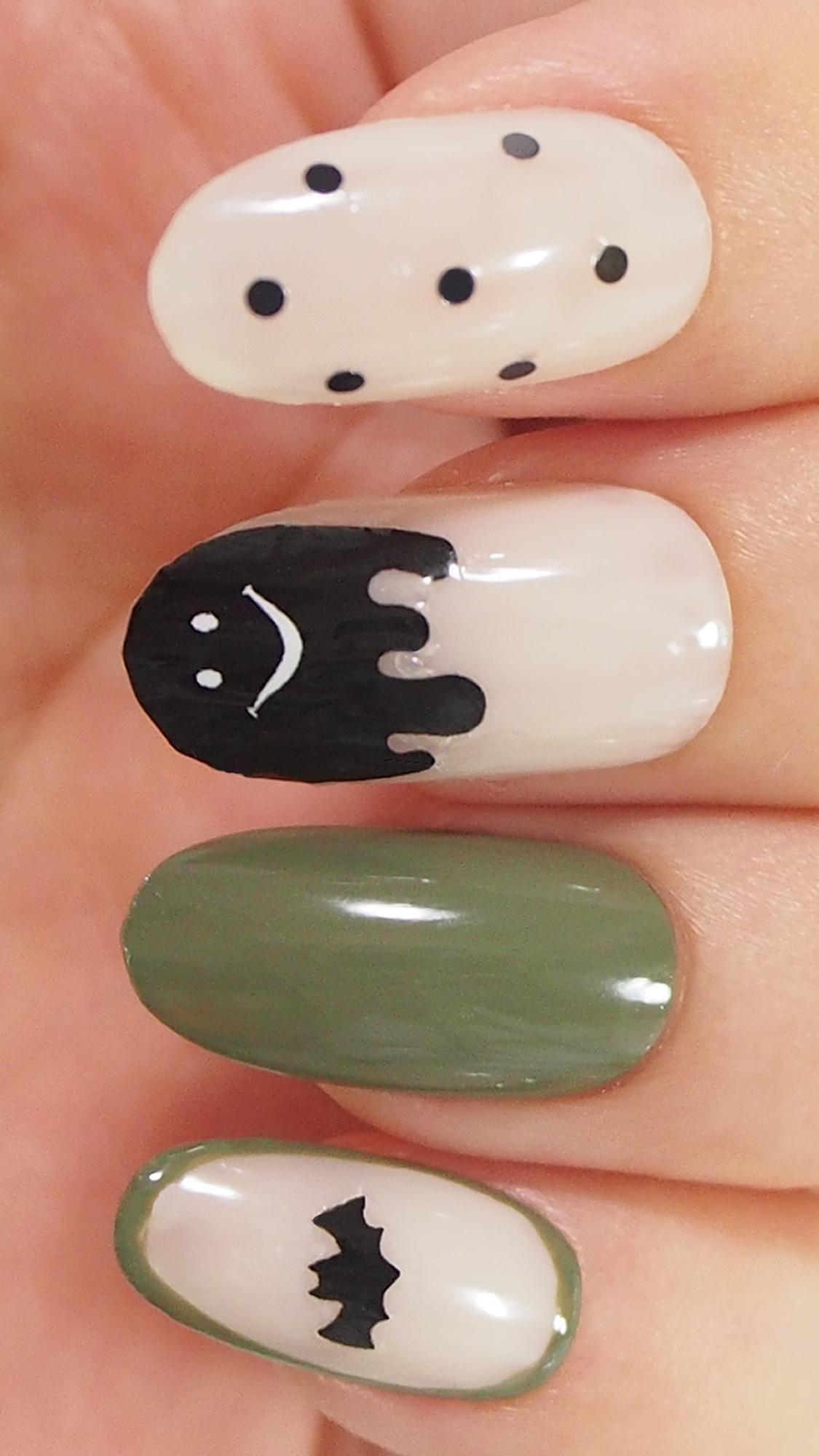 ネイルホリックとキャンドゥでプチプラ大人のハロウィンネイル～おばけ×コウモリ～