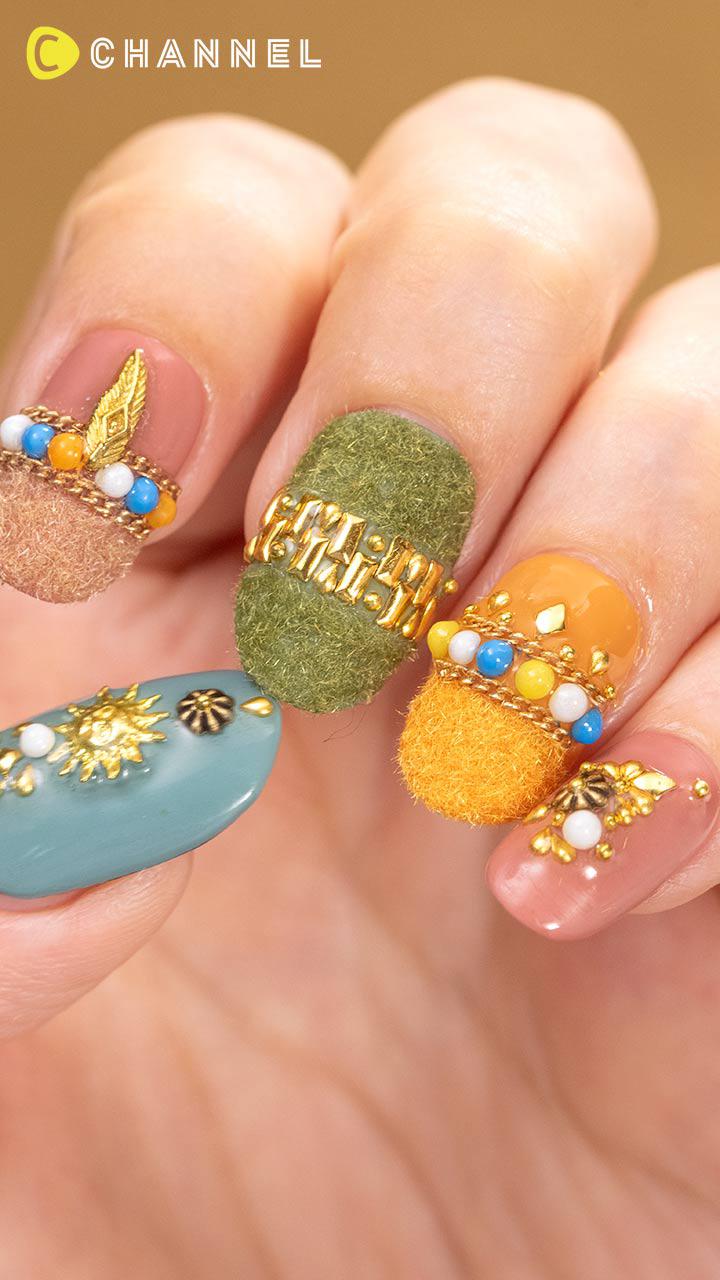 指先ほっこり。秋のボヘミアンネイル