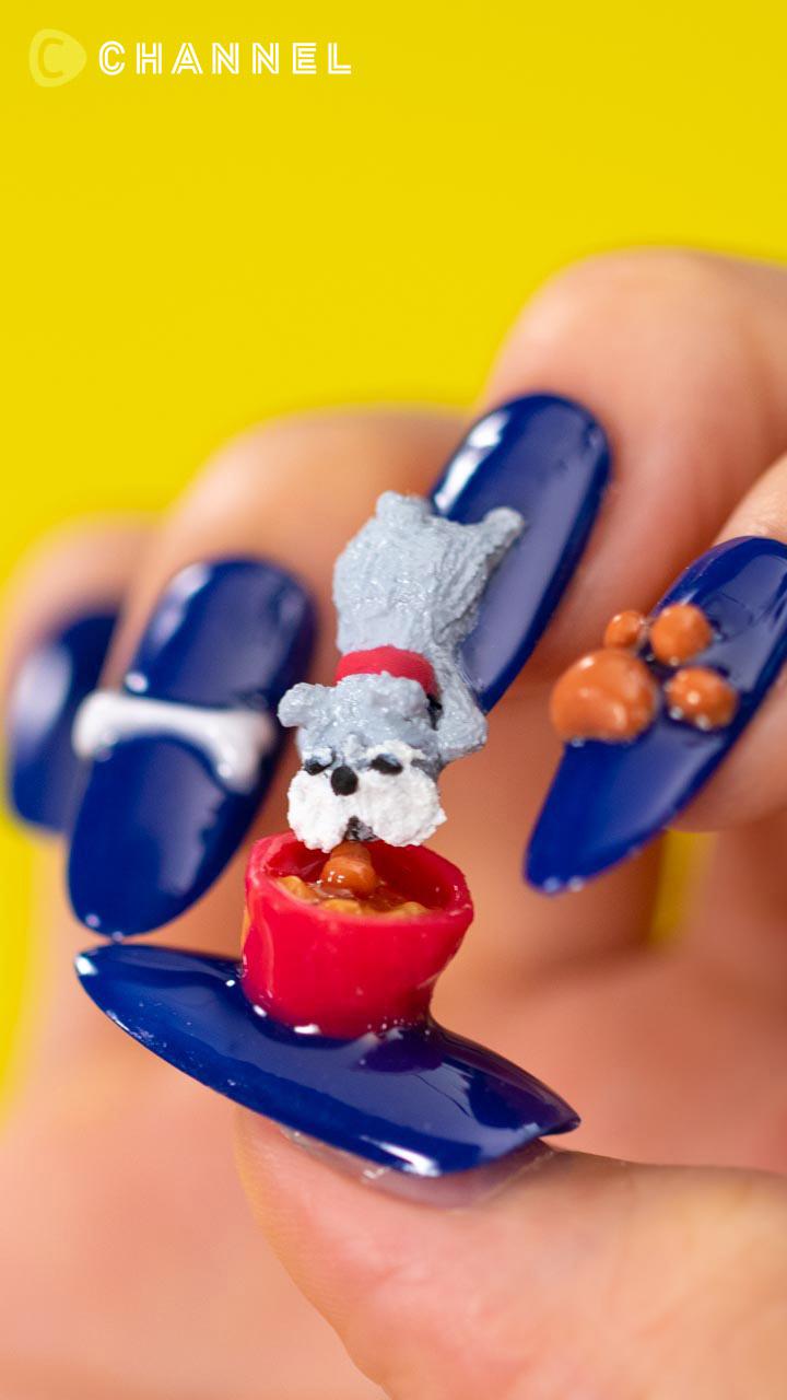 爪先からひょっこり♡わんわんネイル