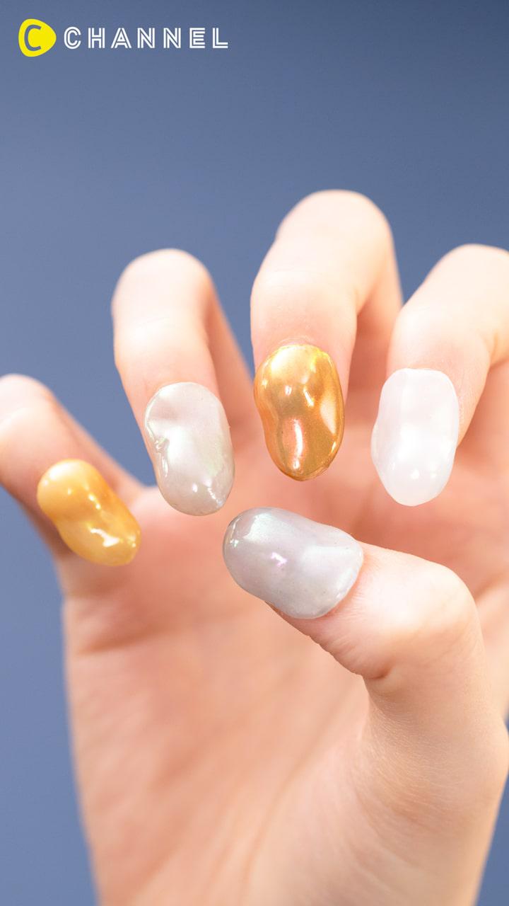 ニュアンスアート♡淡水パールネイル