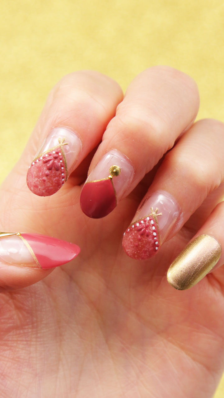 爪先にワンポイント♪ぷっくりボヘミアンネイル