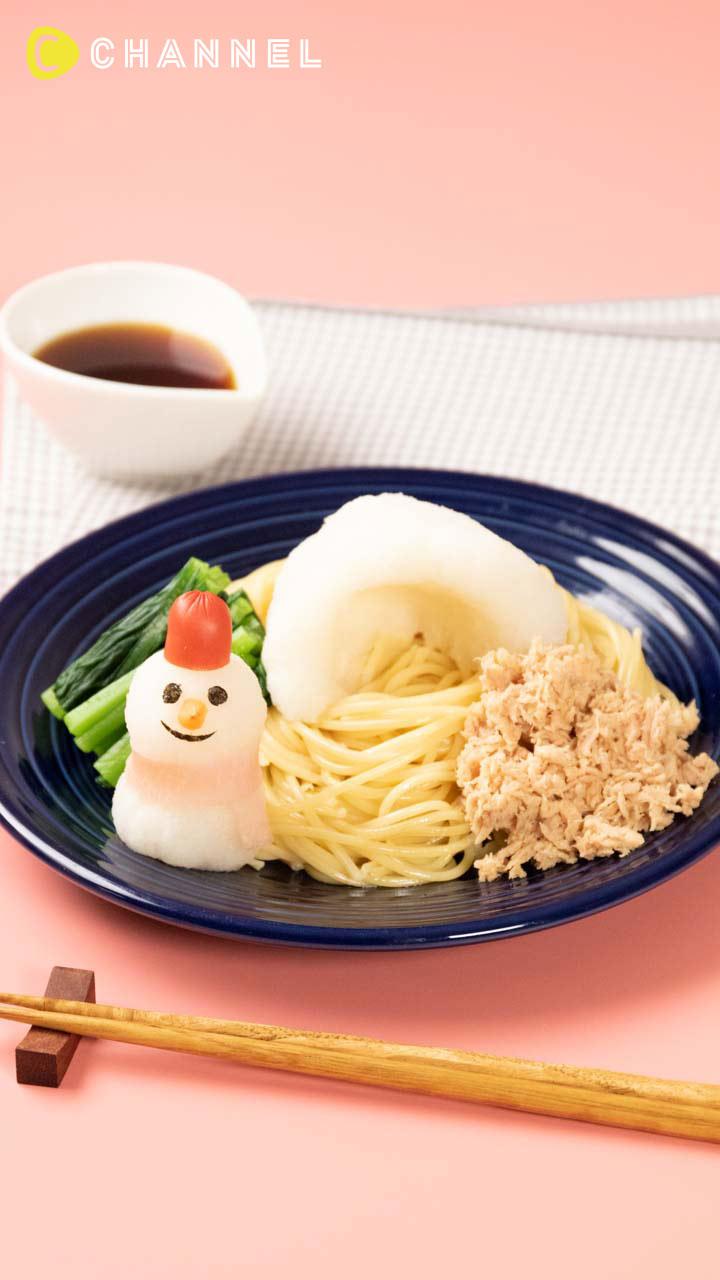 冬の食卓にぴったり♡大根おろしの雪だるま和パスタ