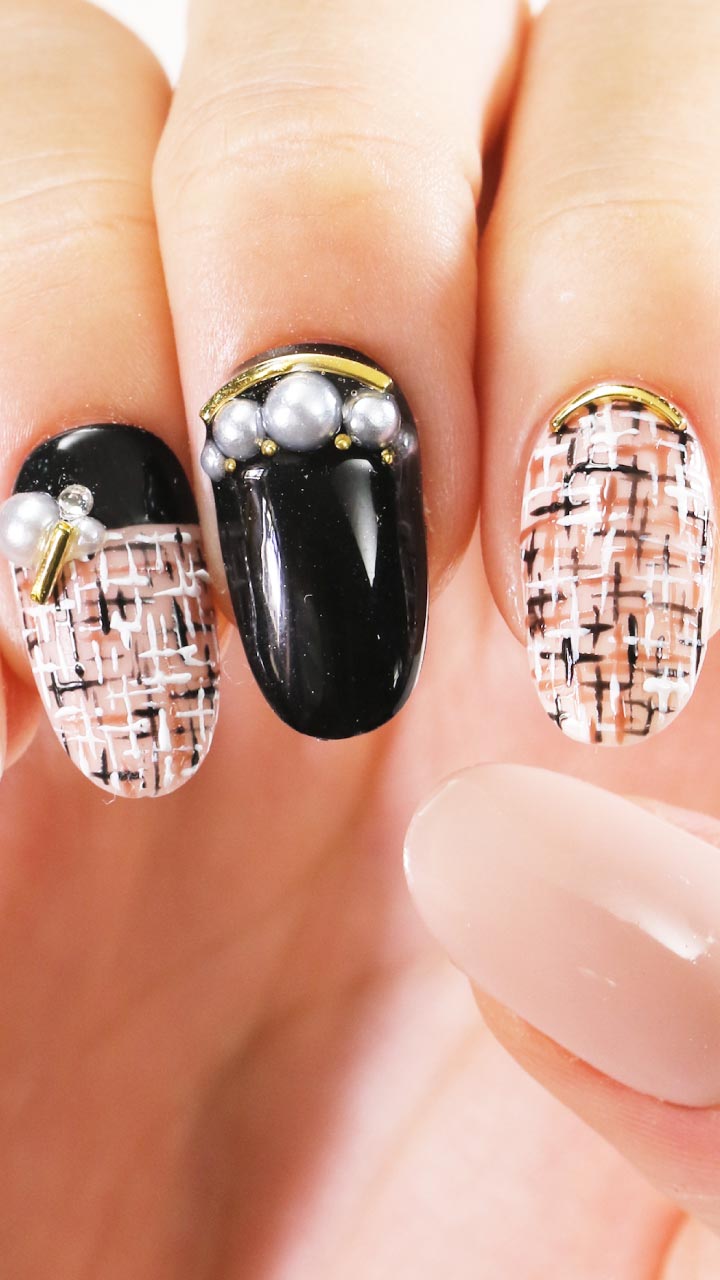 大人っぽく上品にしたいあなたへ♡ツイードネイル