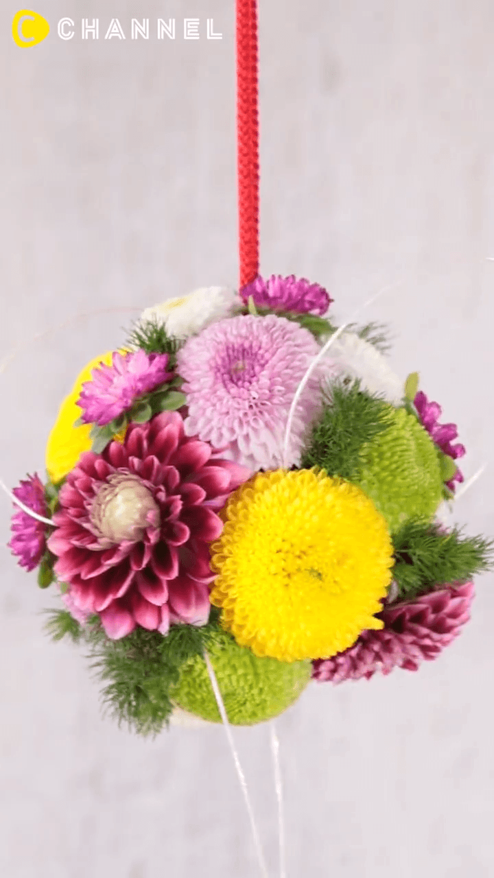 お盆の新提案・ゆらゆら和風ボールブーケ