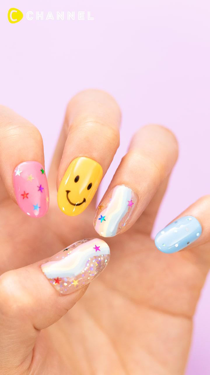 ハッピーチャージ♡オーロラレインボーネイル