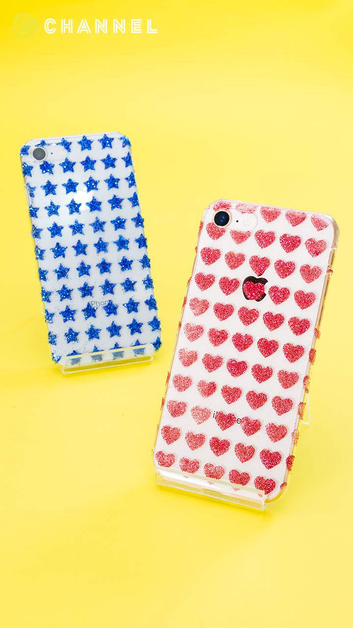 キラキラkawaii♡ ステンシルで作るグリッタースマホケース