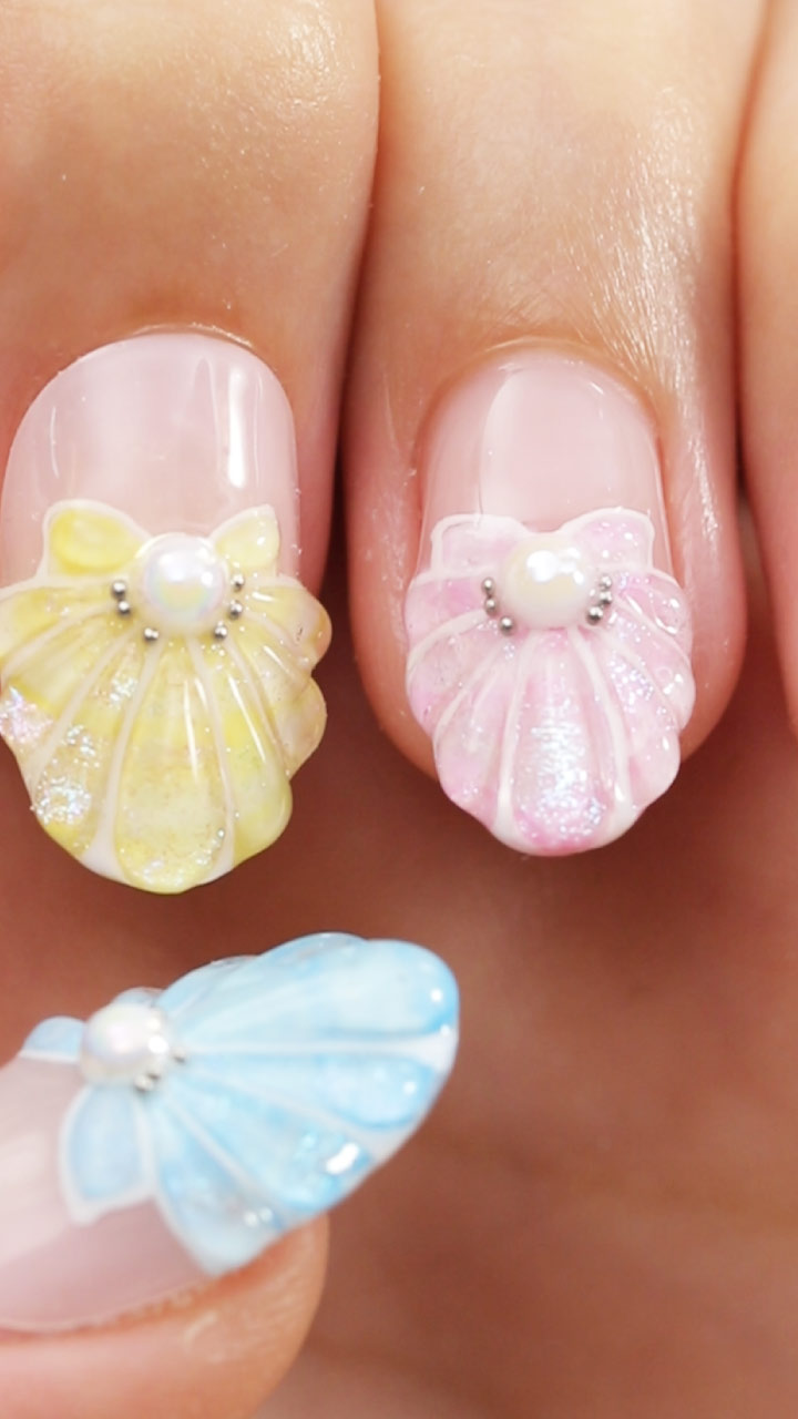 立体ぷっくり貝殻ネイル