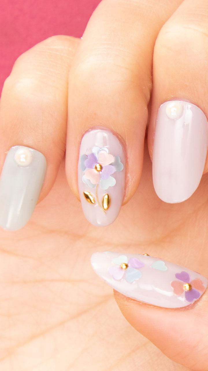 ハートホロで作るフラワーネイル