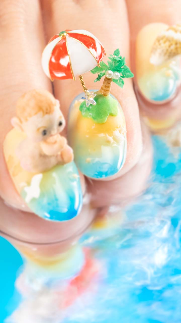 夏真っ盛りのビーチへgo!! 爪先のリゾートネイル♡