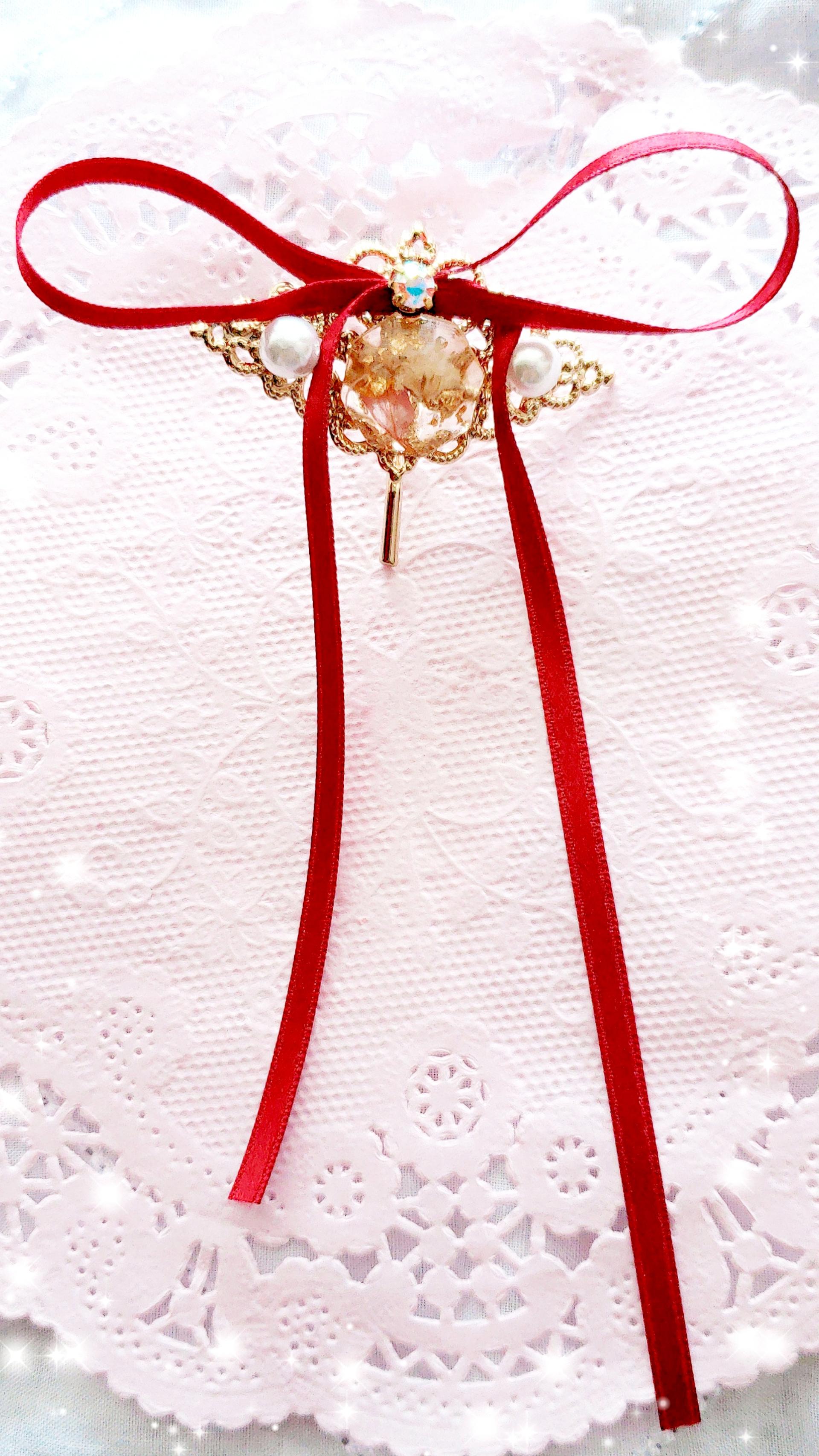 【ヘアカフDIY】ヴィンテージリボン×パール