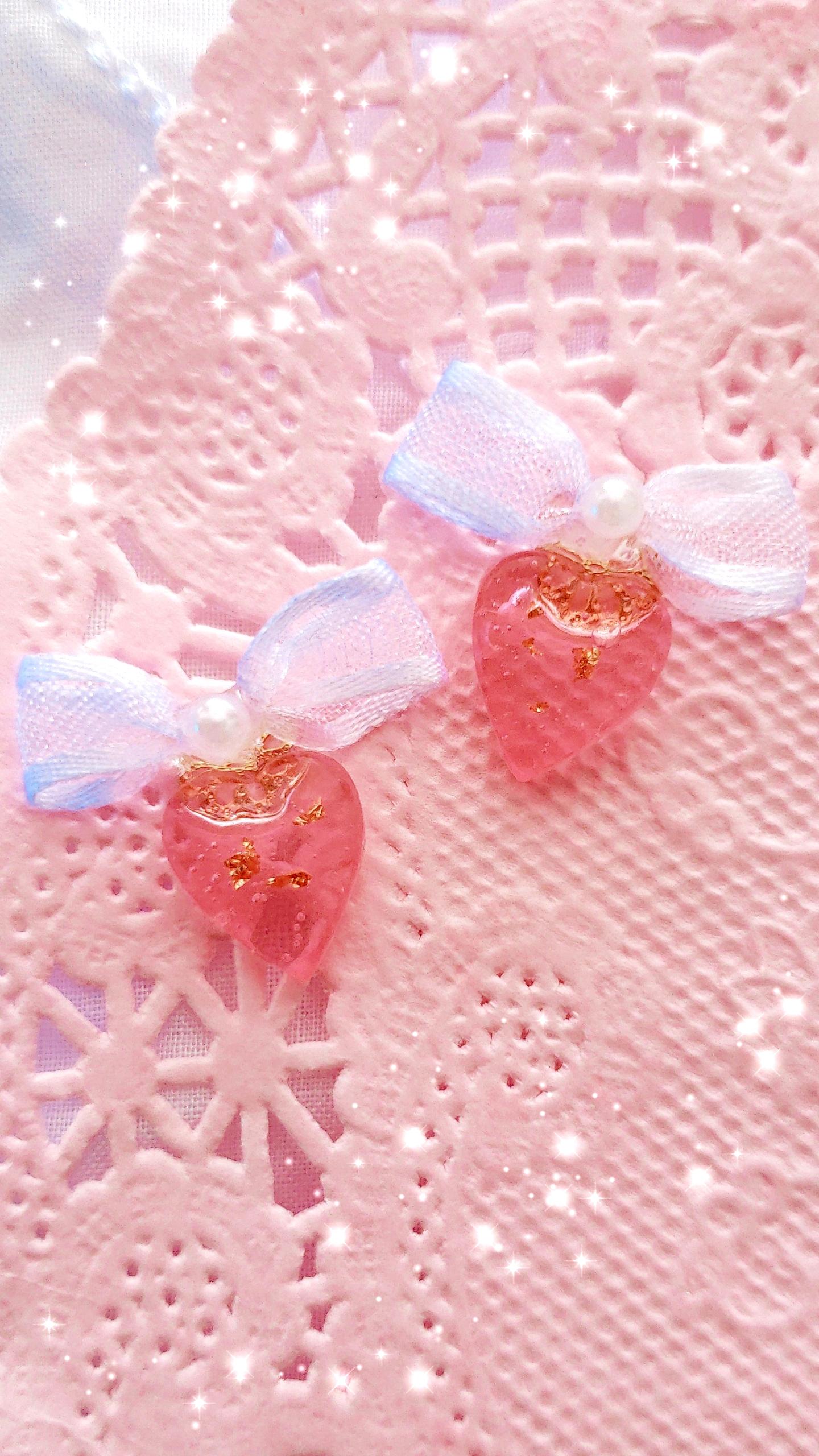 【アクセサリーパーツDIY】キャンディハート×リボンパーツ