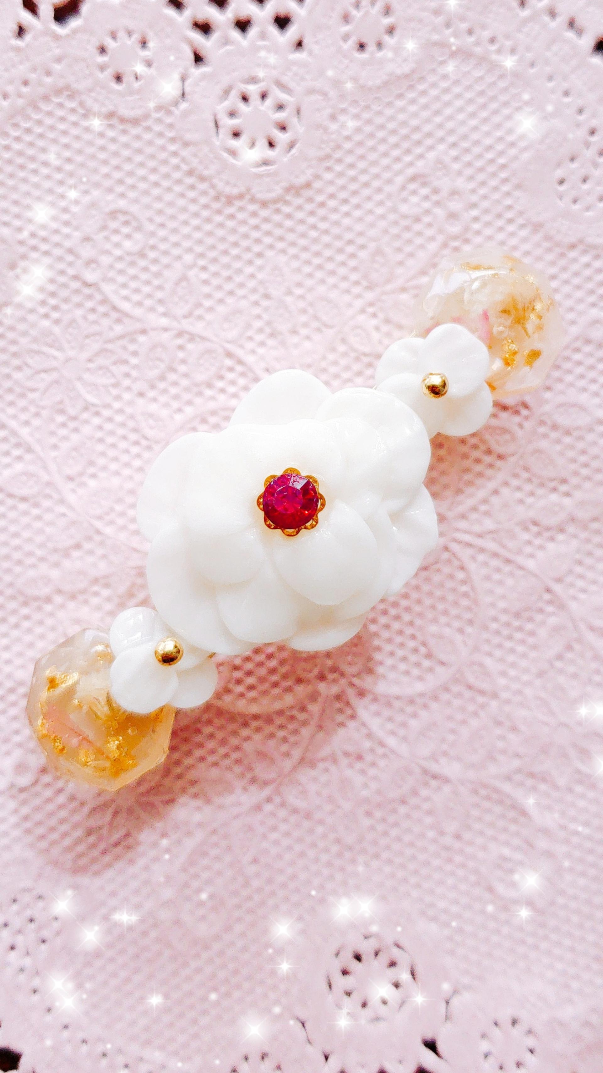 【ヘアーバレッタDIY】ドライフラワー×クレイフラワー