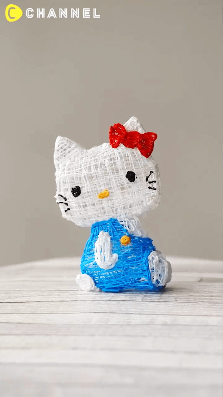 空中になんでも描けるペン！？キティちゃんの立体アートを作ってみた♡