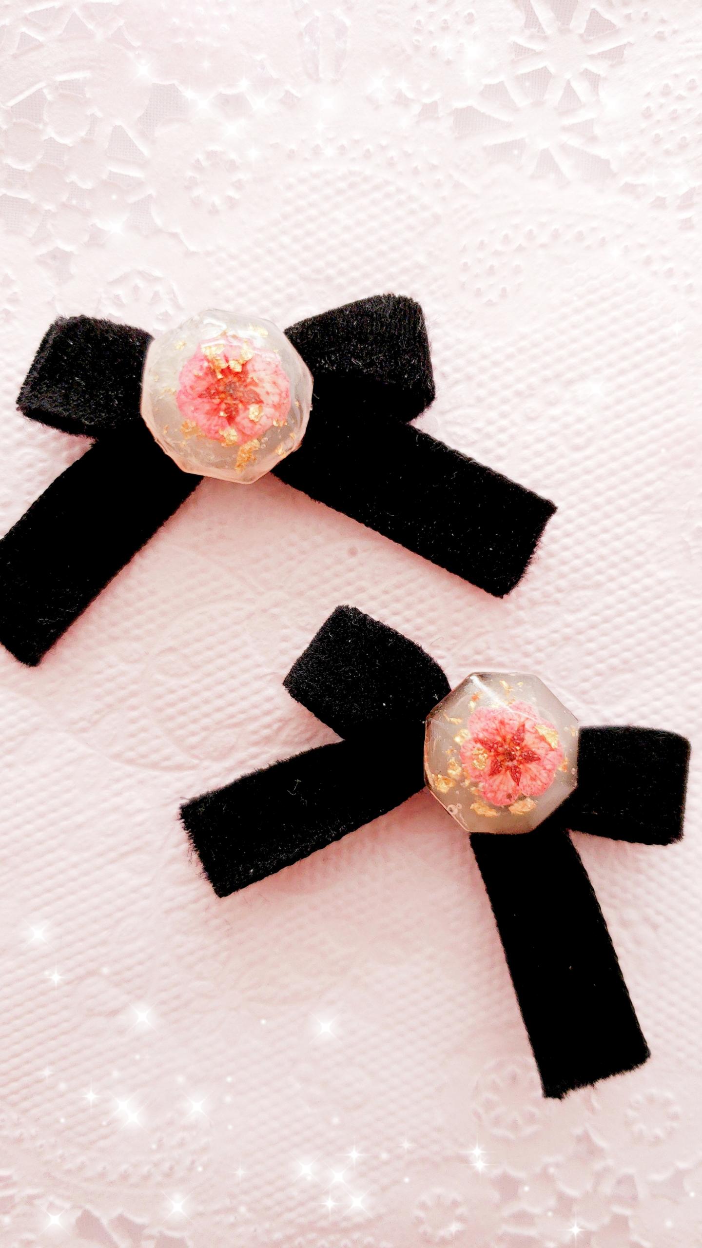 【アクセサリーパーツDIY】ベロアリボン×ヴィンテージフラワー