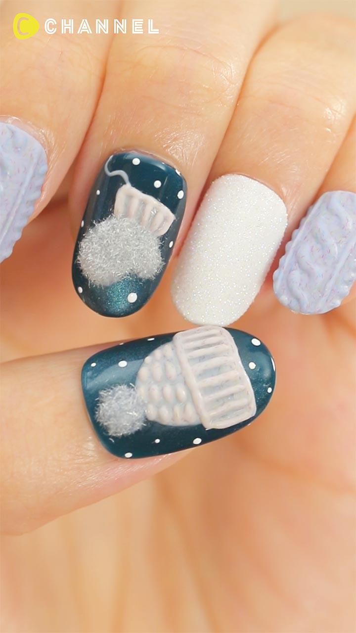 もこふわ♡あったか手袋ネイル