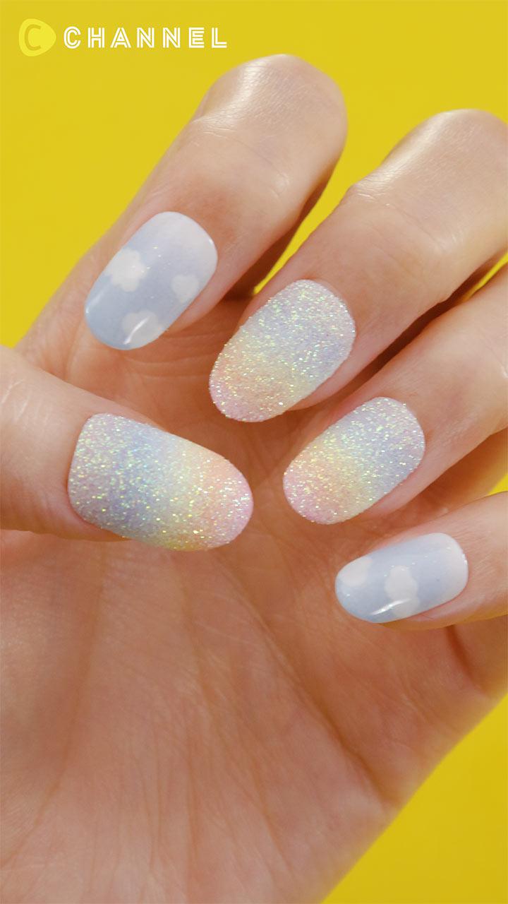 เล็บกากเพชรเรนโบ สวยใหญ่โตด้วยฟองน้ำ