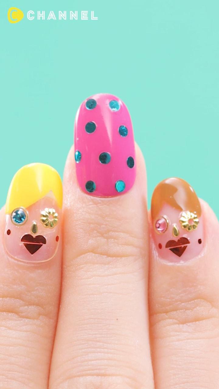 指先にかわいいお友達♡キュートなフェイスネイル