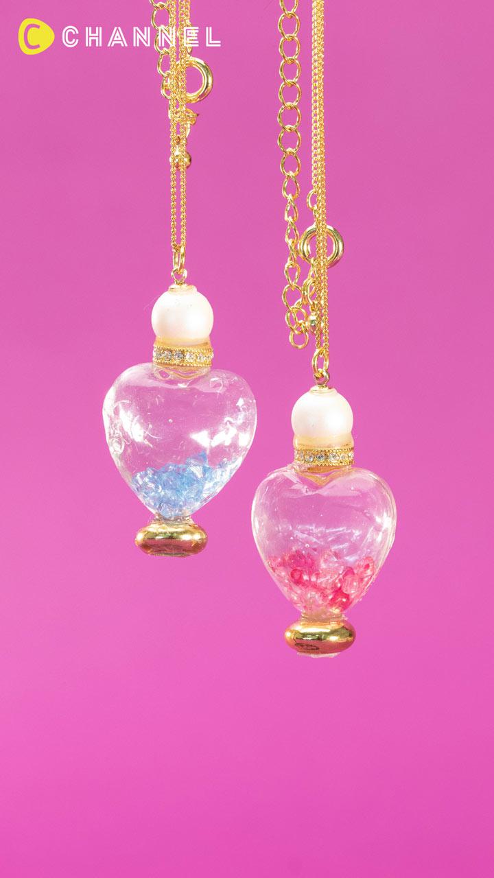 乙女心くすぐる♡ハートの香水瓶ネックレス