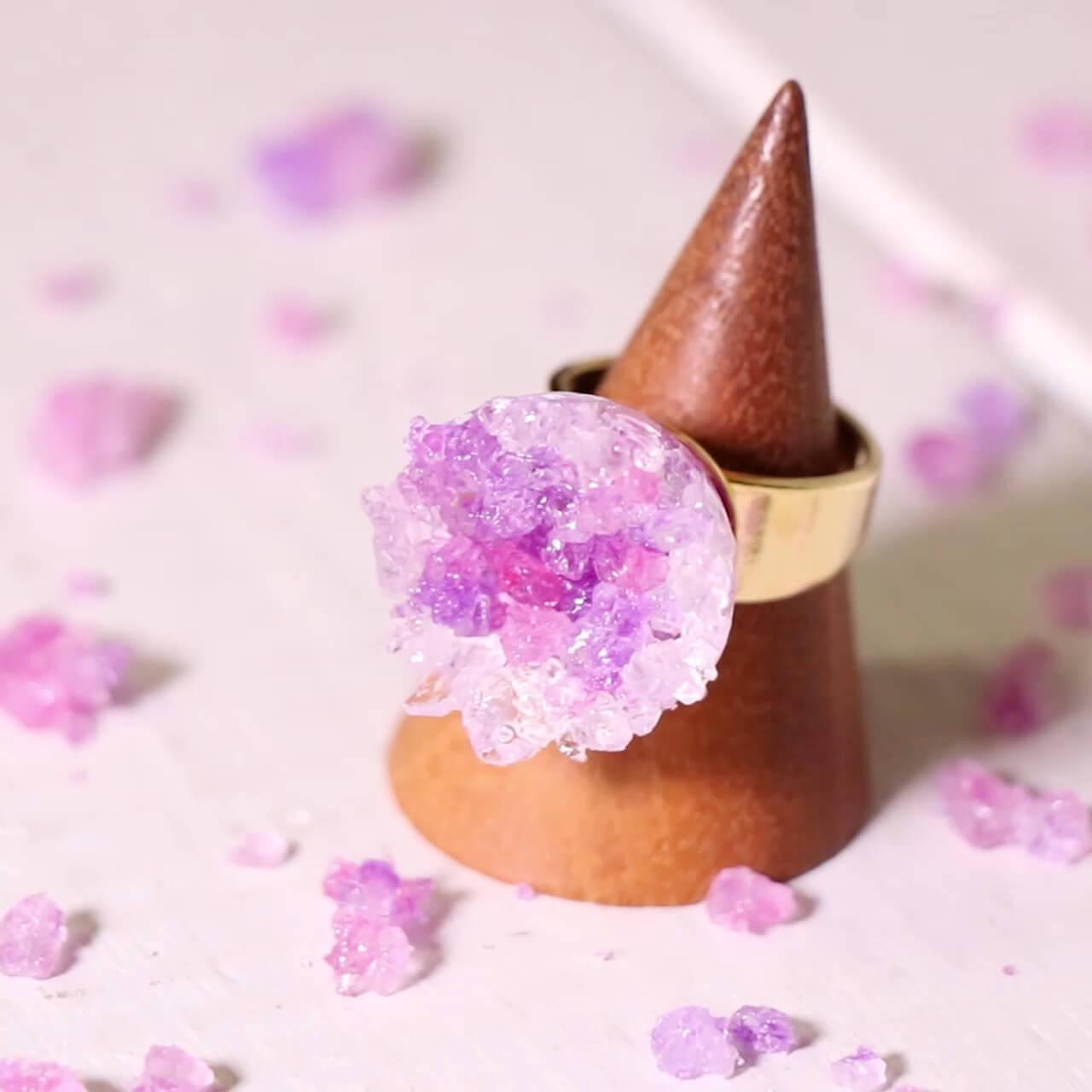 自然のもので鉱物チャレンジ「ジオードメノウ風リング」