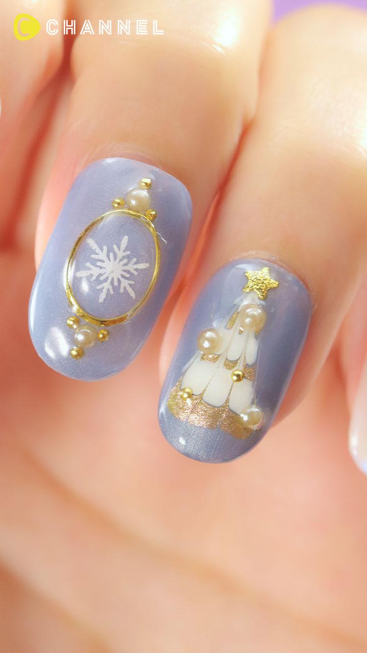 【クリスマス】デート映え◎なホワイトツリーネイル