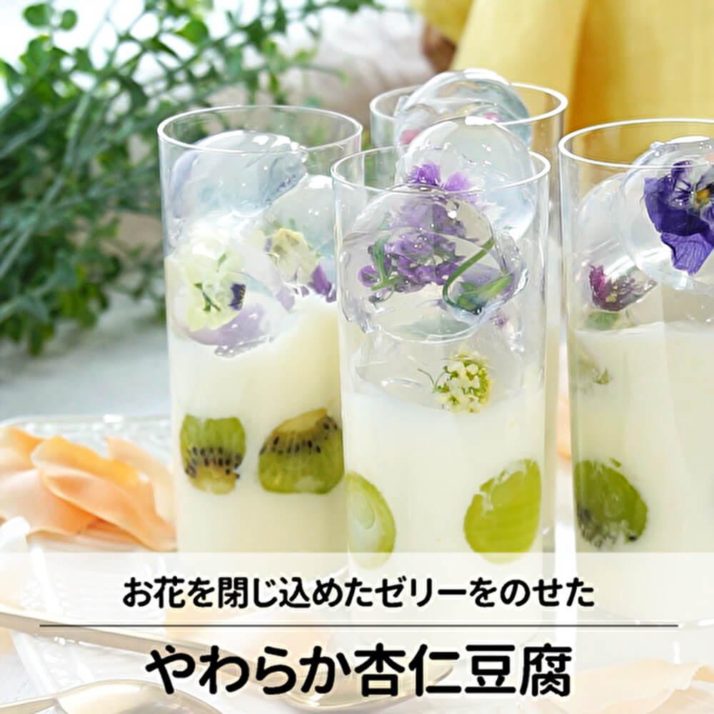 実は簡単♪お花をとじこめた杏仁豆腐